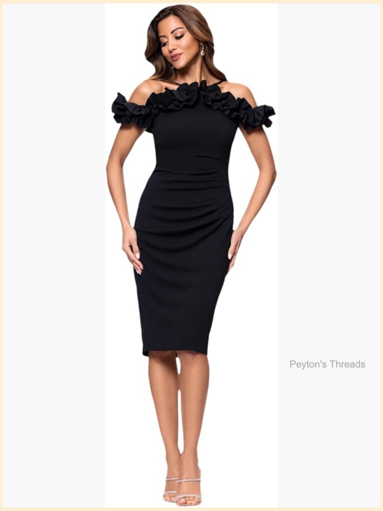 Metallic Knit Drape Sleeve Floor Length Mermaid Cocktail Dress
